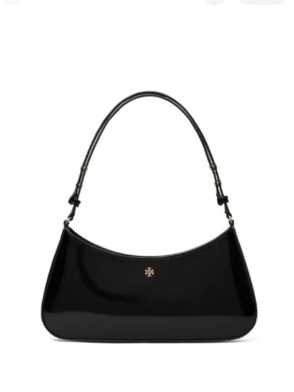 Tory Burch Emerson Leather Black Patent Shoulder Bag With Gold Logo